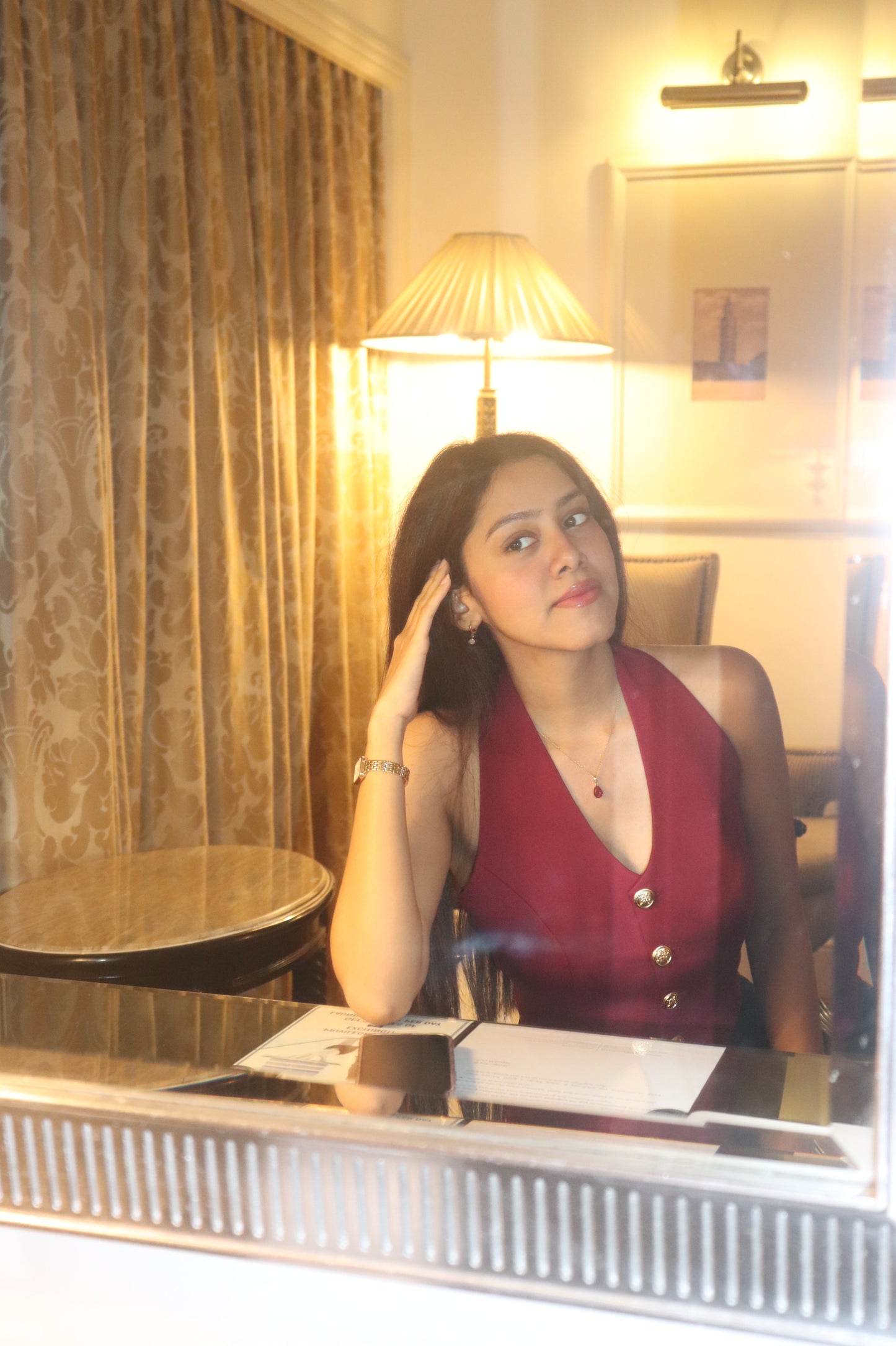 Cherry Red Halter Neck Waistcoat