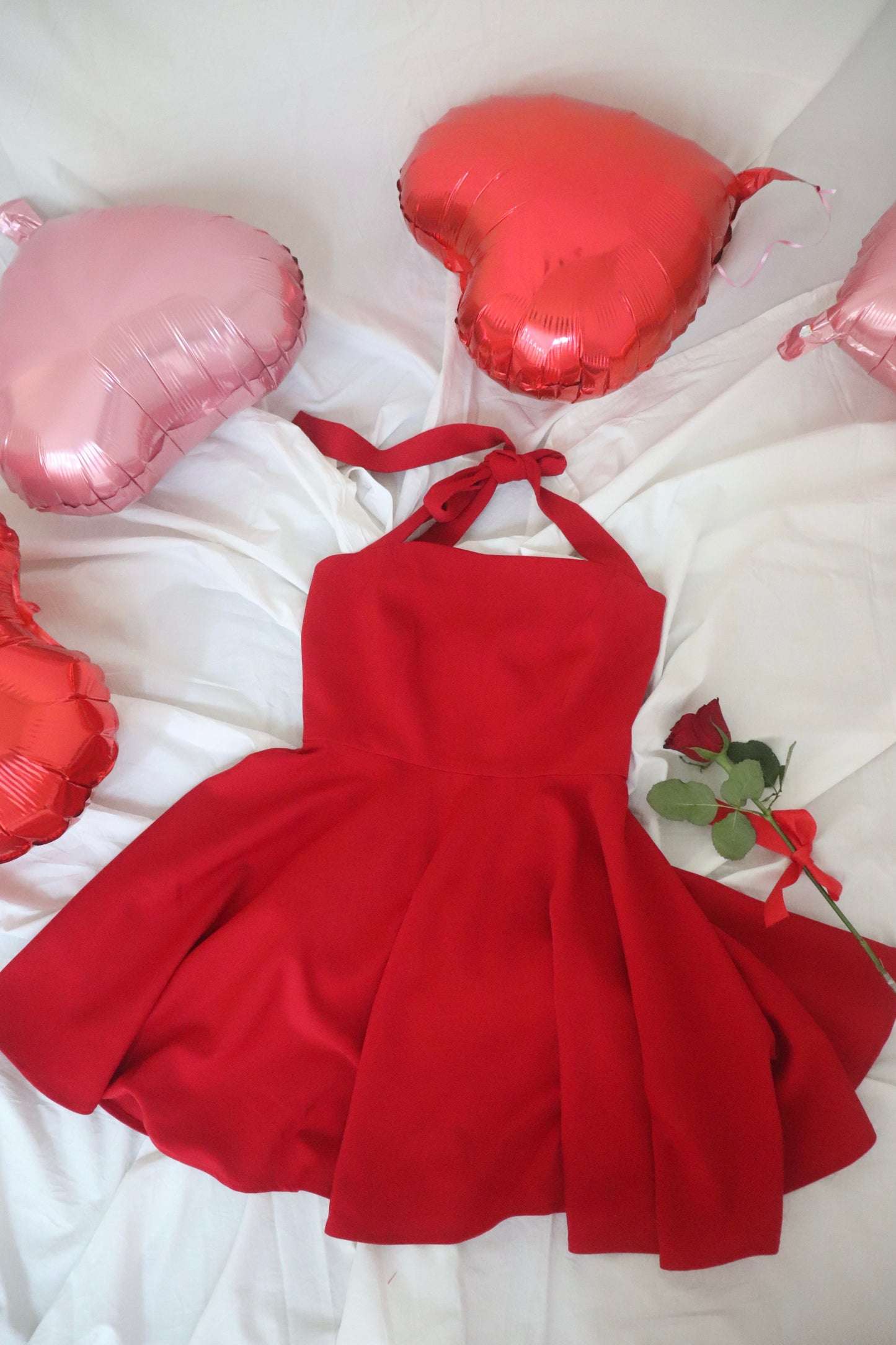 Valentine Dress - Red Halter Flare Mini Dress
