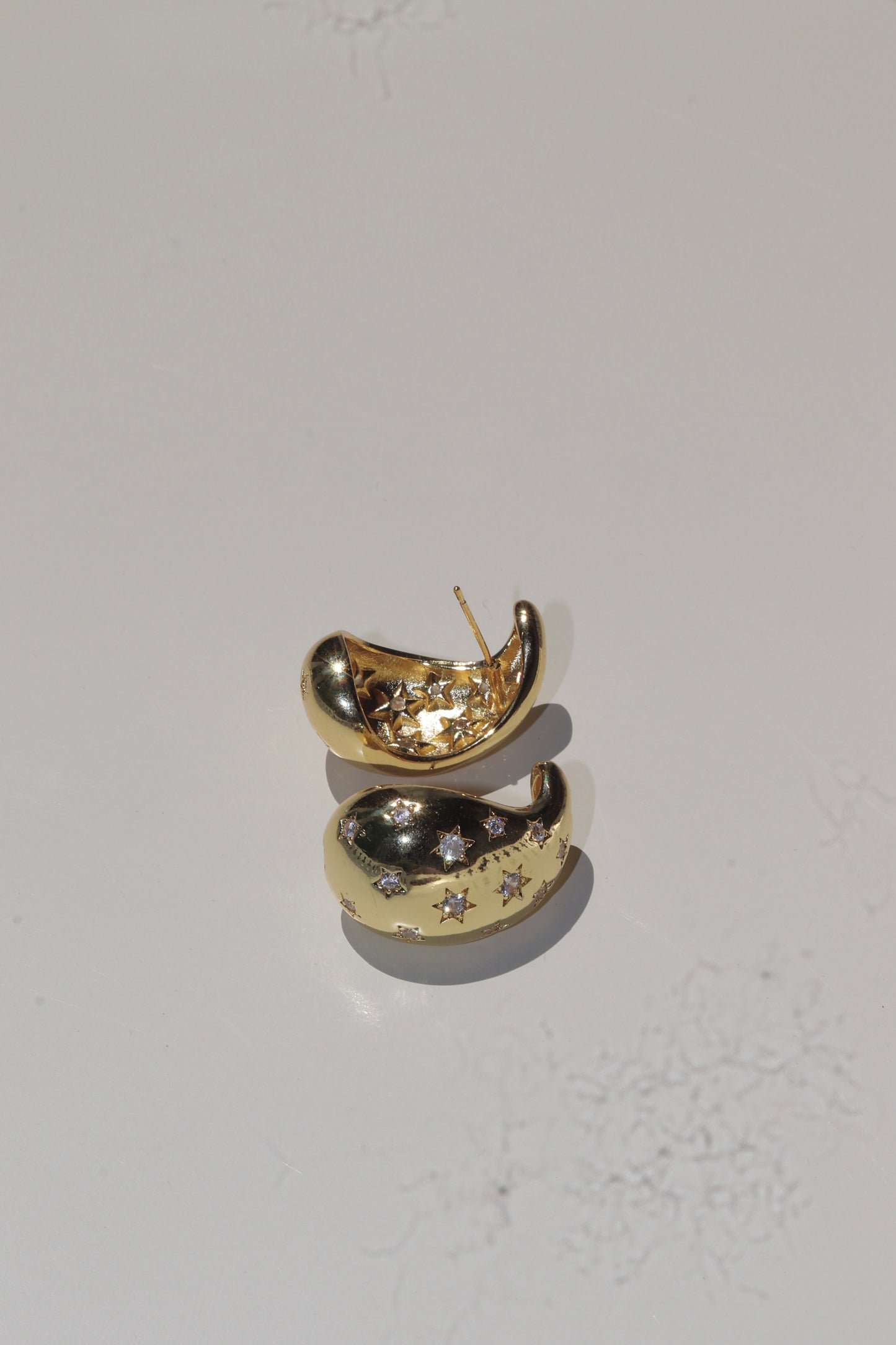 Gold Stone Studded Teardrop Earrings