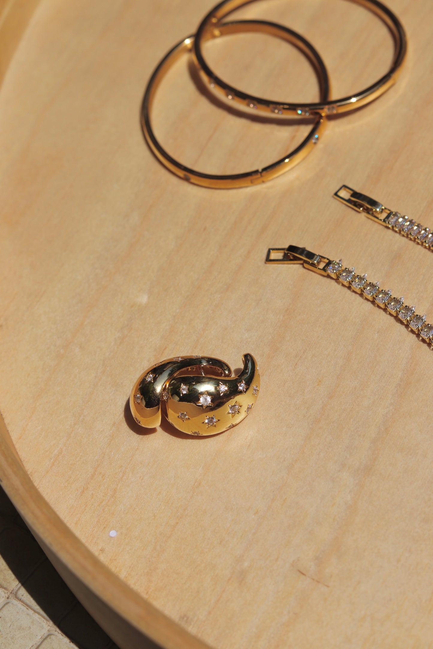 Gold Stone Studded Teardrop Earrings