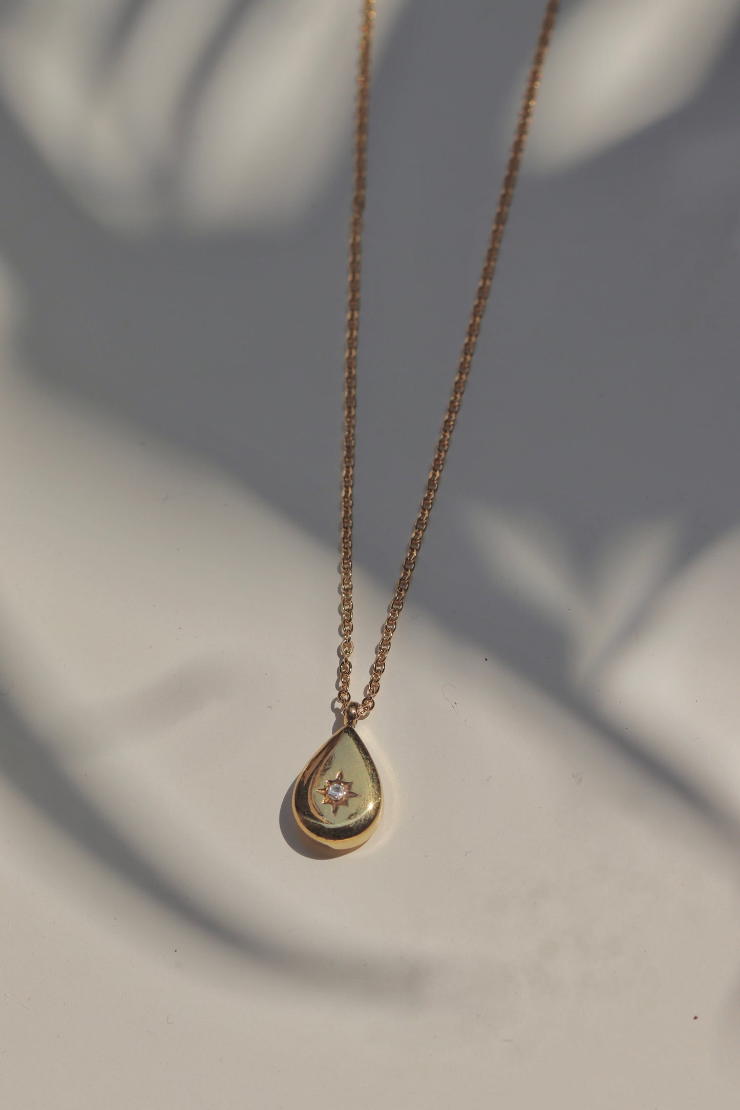 Gold Teardrop Stone Studded Necklace