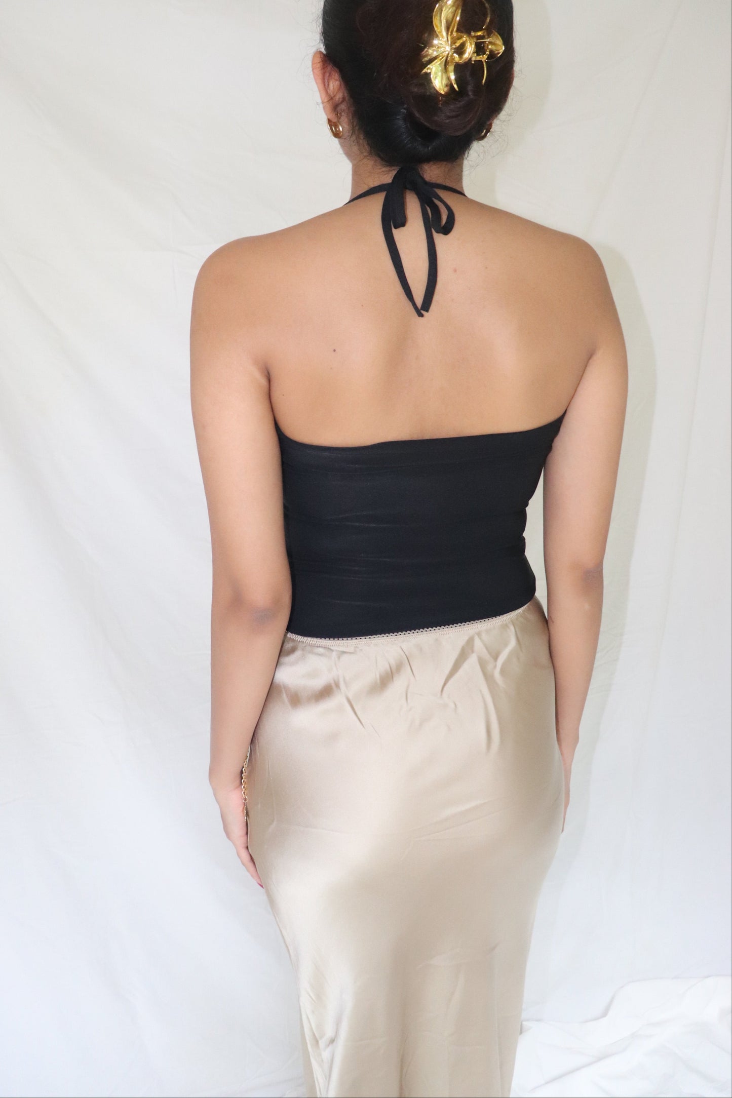 Black Mermaid Top - Tube Top with Halter Straps Starfish Metal Detail