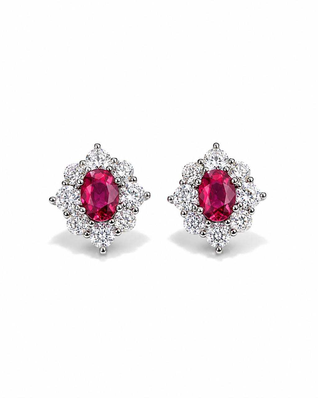 Velvet Ruby Red Oval Stud Earrings