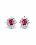 Velvet Ruby Red Oval Stud Earrings