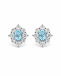 Aqua Blue Oval Stud Earrings