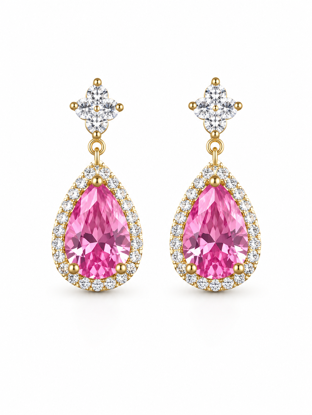 Petaline Pink Pear Drop Earrings