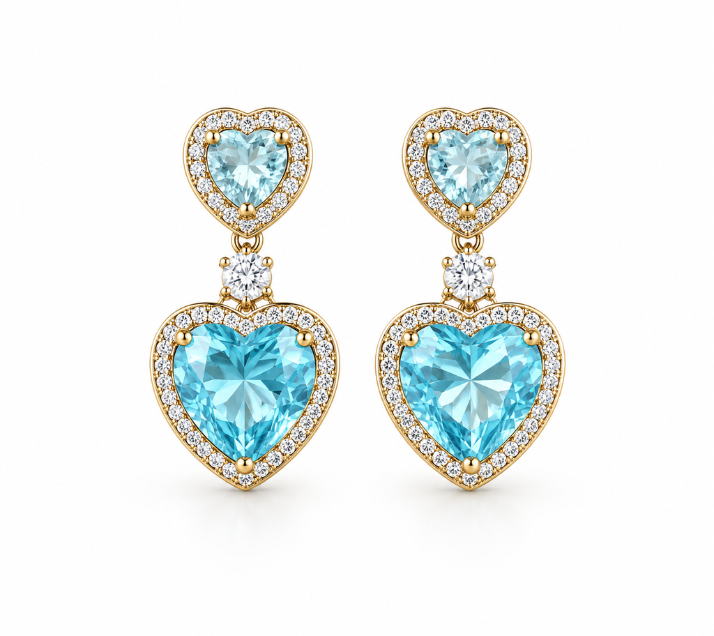 Aqualine Light Blue Heart Drop Earrings