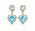 Aqualine Light Blue Heart Drop Earrings