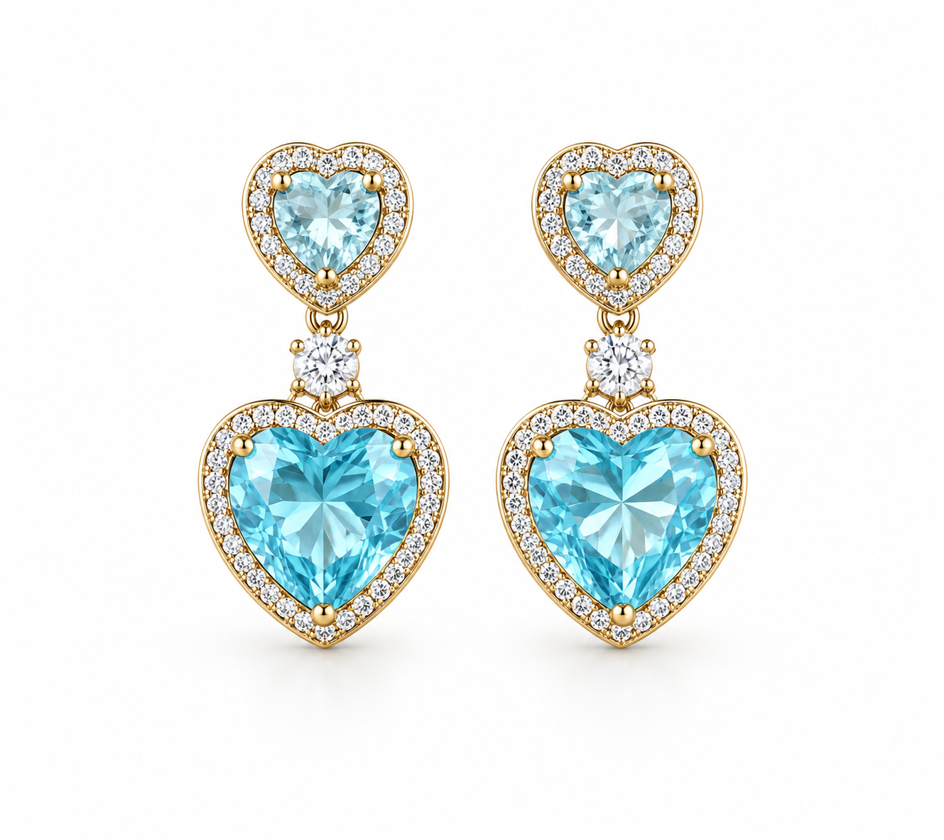Aqualine Light Blue Heart Drop Earrings
