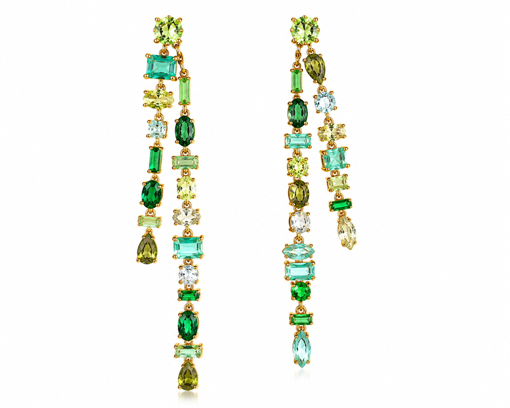 Willow Green Double Layered Dangle Earrings