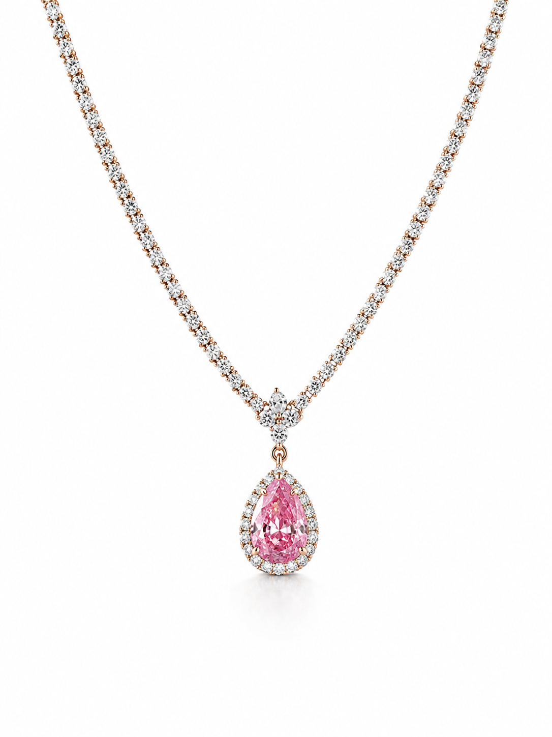 Petaline Pink Drop Princess Necklace