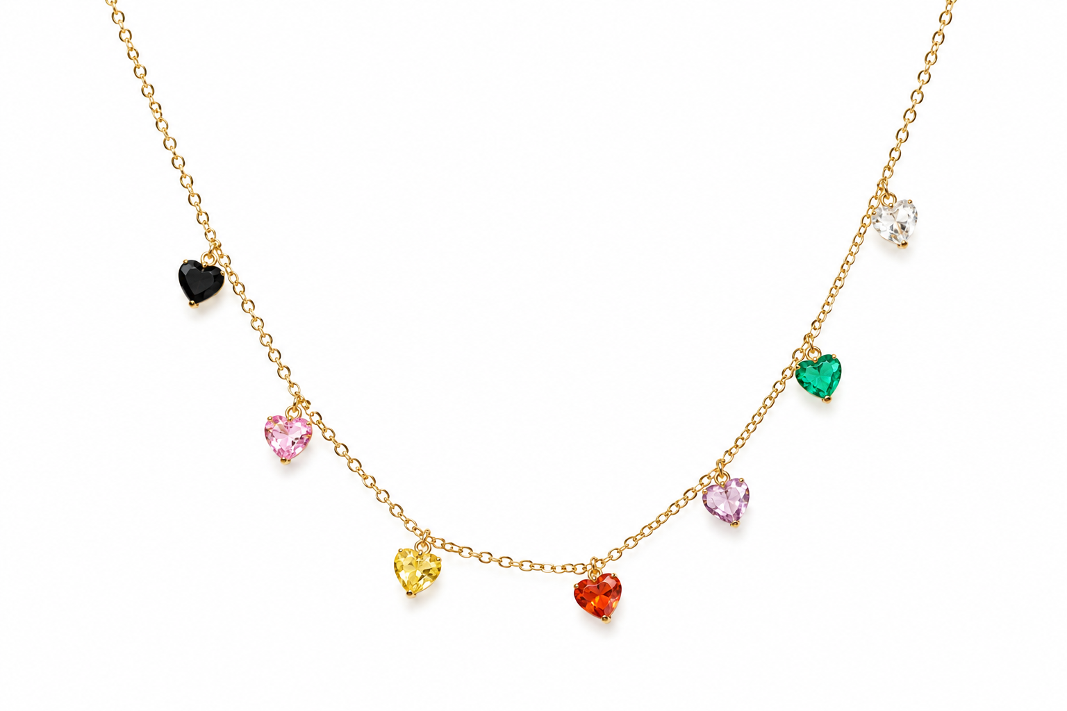 Zelie Rainbow Heart Charm Necklace