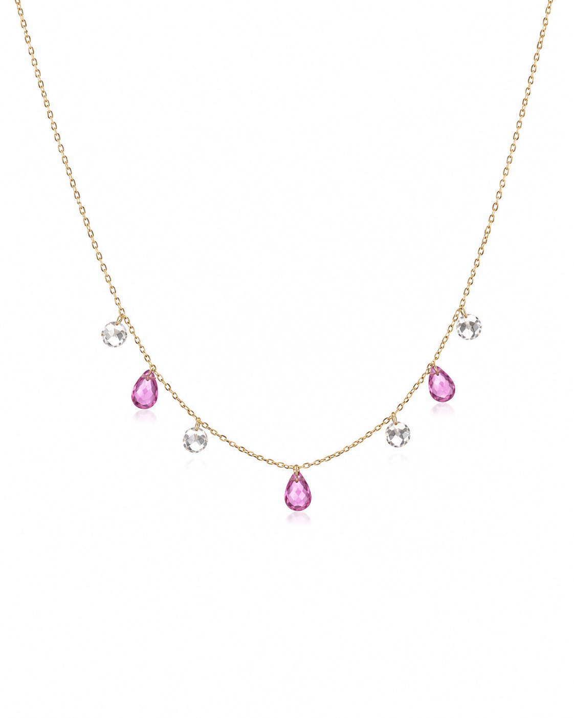 Aveline Pink & White Charm Necklace
