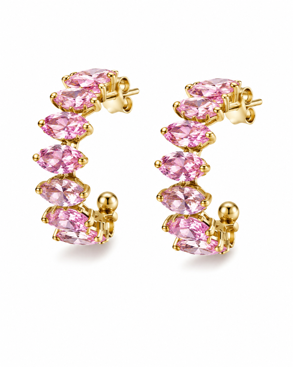 Blossom Pink Marquise Cut Hoop Earrings
