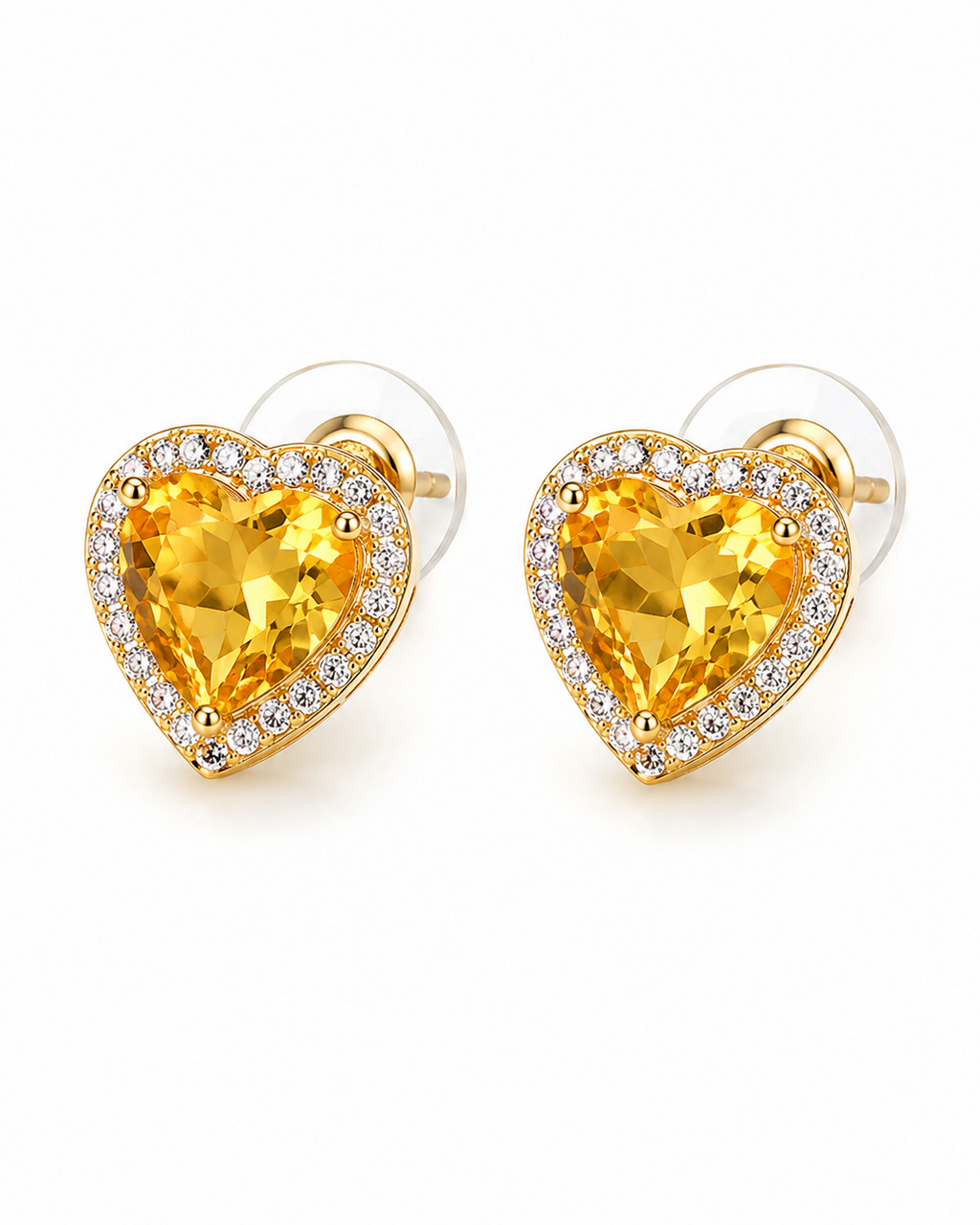 Aura Yellow Heart Stud Earrings