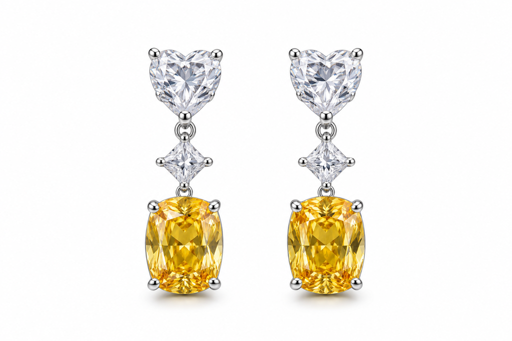 Orline Yellow Heart Drop Earrings