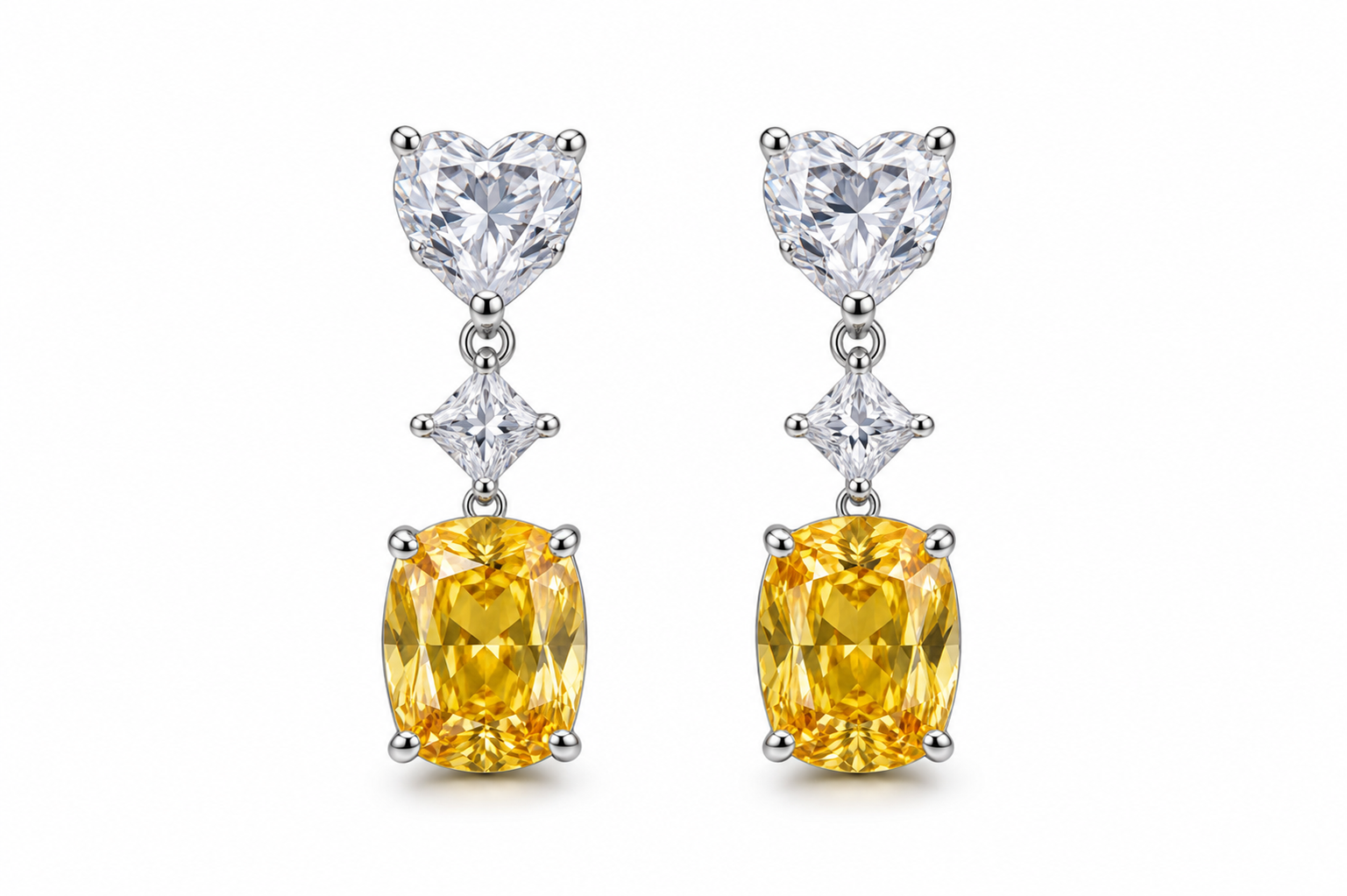 Orline Yellow Heart Drop Earrings