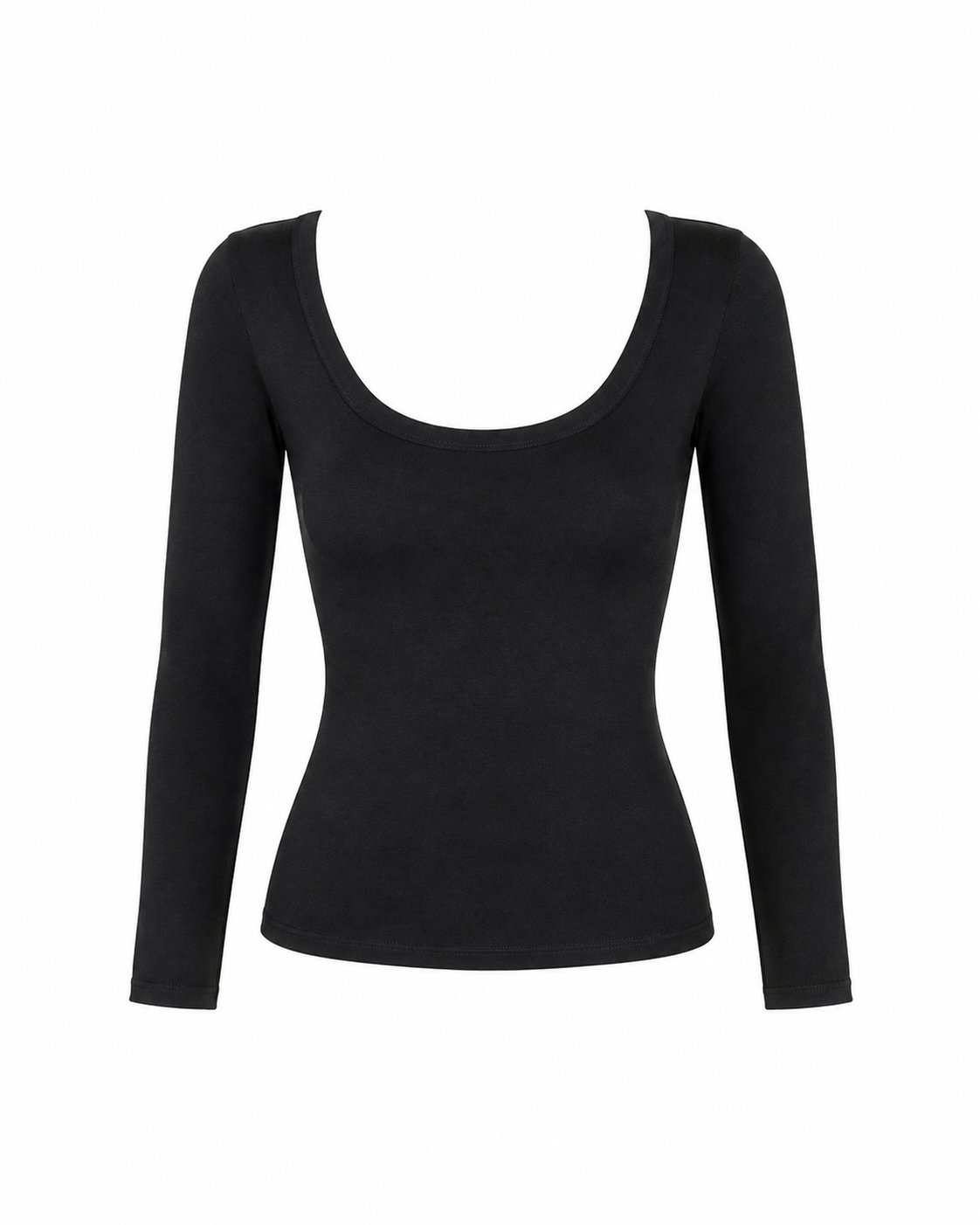 Black Scoop Neck Long Sleeve Top
