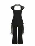 Tara Kurti Set Black Kurti & Pant Set with Embellished Dupatta
