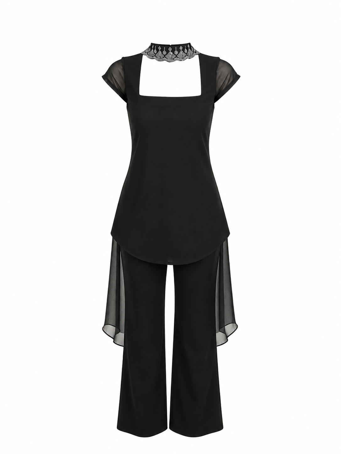 Tara Kurti Set Black Kurti & Pant Set with Embellished Dupatta