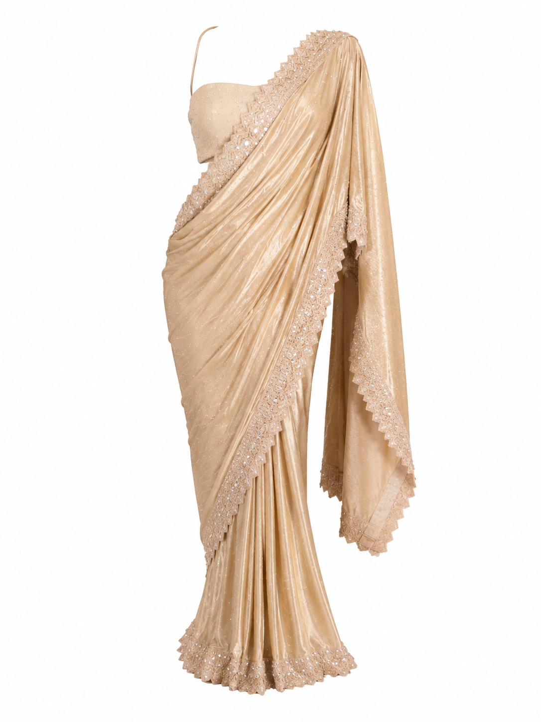 Diya Saree Gold Shimmer Saree & Embellished Blouse