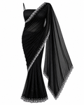 Chandni Saree Black Georgette Embellished Saree & Strappy Blouse