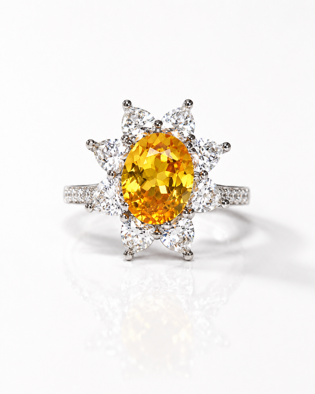 Citrine Oval Halo Princess Adjustable Ring