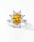 Citrine Oval Halo Princess Adjustable Ring