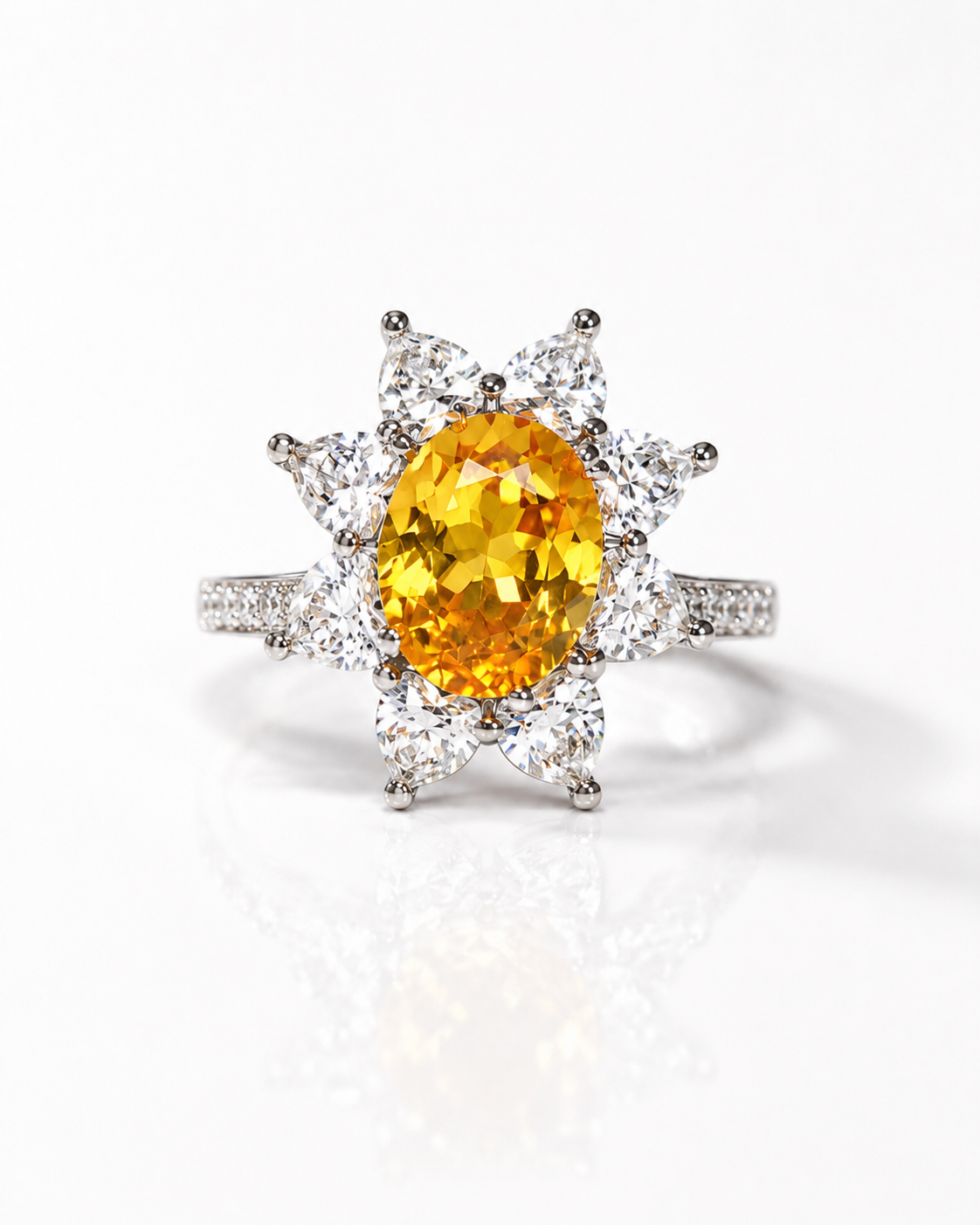 Citrine Oval Halo Princess Adjustable Ring