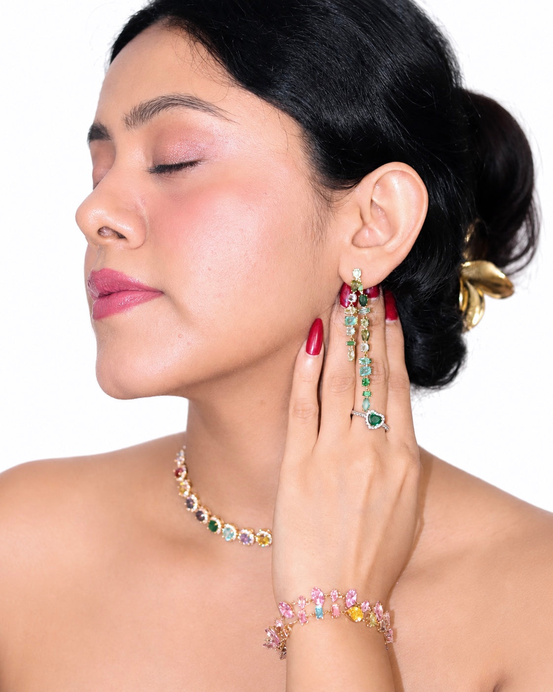 Willow Green Double Layered Dangle Earrings
