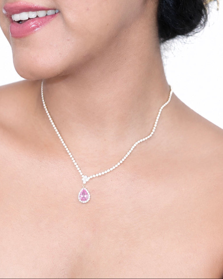 Petaline Pink Drop Princess Necklace