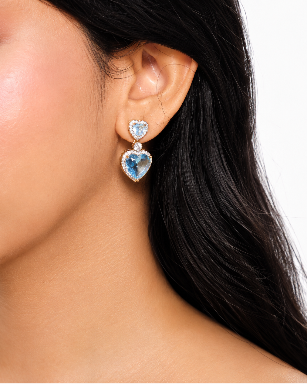 Aqualine Light Blue Heart Drop Earrings