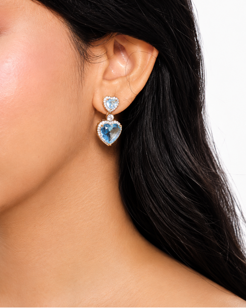 Aqualine Light Blue Heart Drop Earrings