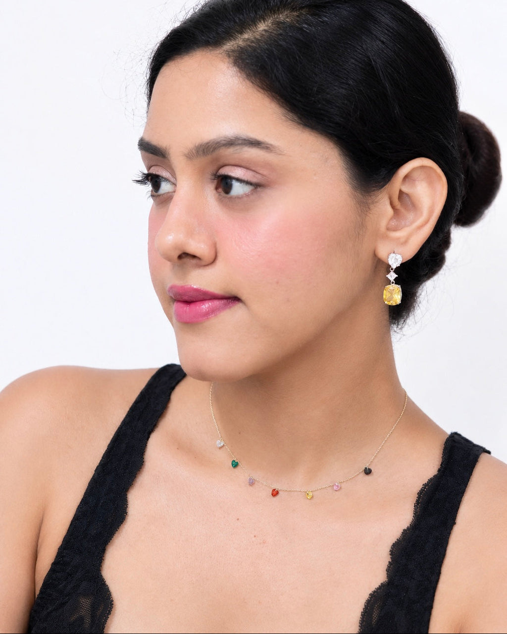 Zelie Rainbow Heart Charm Necklace