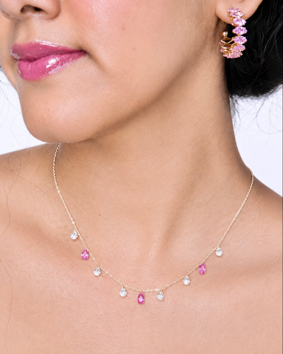 Blossom Pink Marquise Cut Hoop Earrings