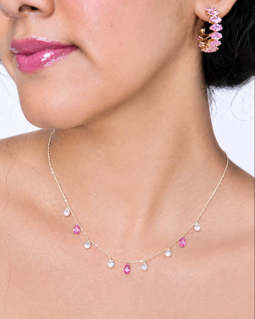 Blossom Pink Marquise Cut Hoop Earrings