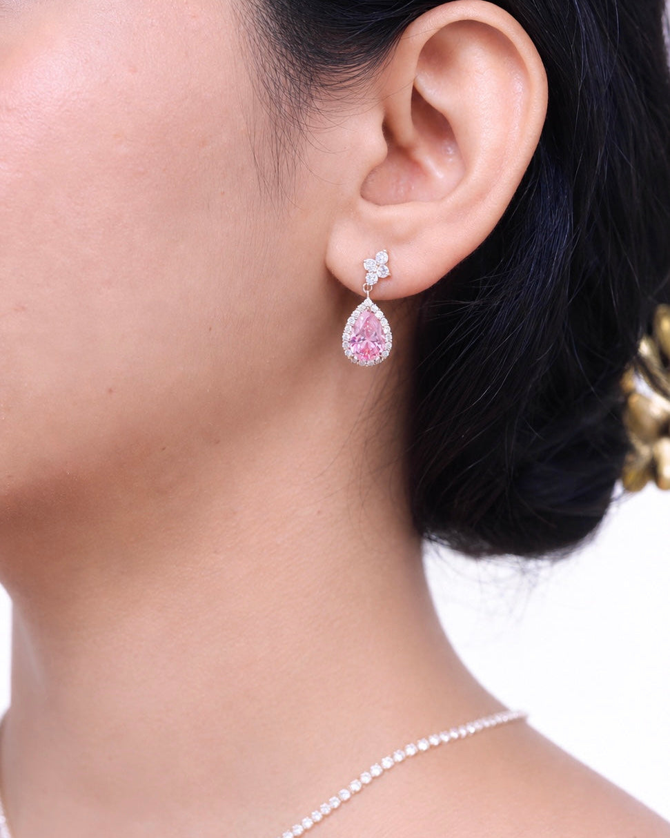 Petaline Pink Pear Drop Earrings