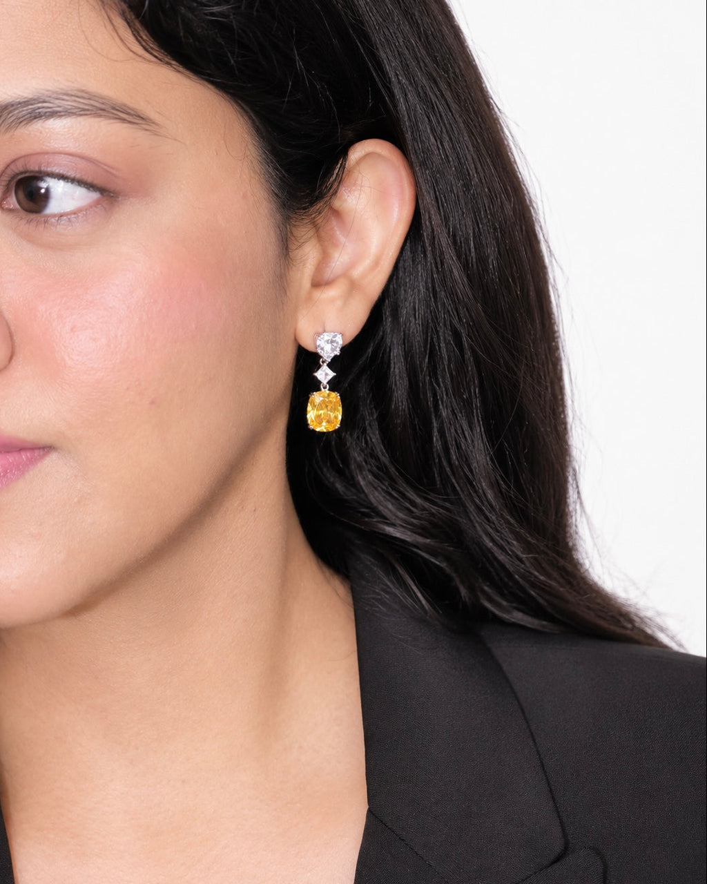 Orline Yellow Heart Drop Earrings