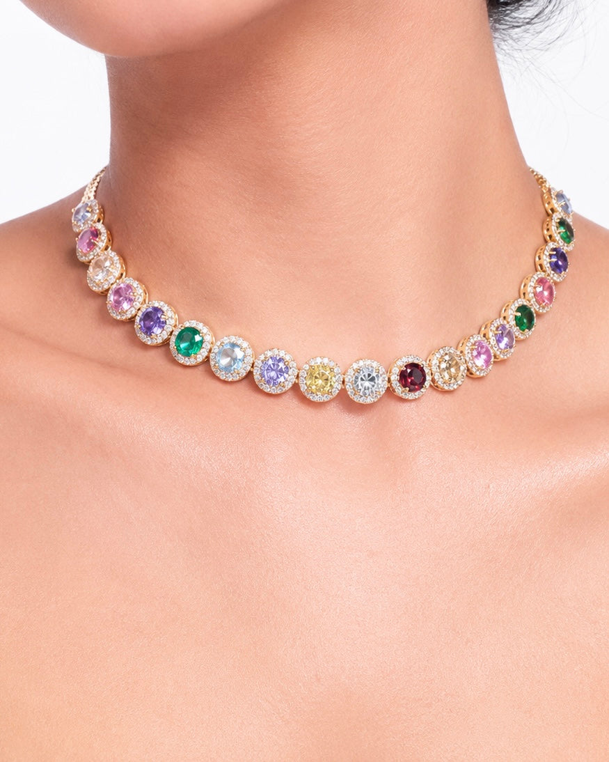 Luxelle Multicolour Halo Statement Necklace