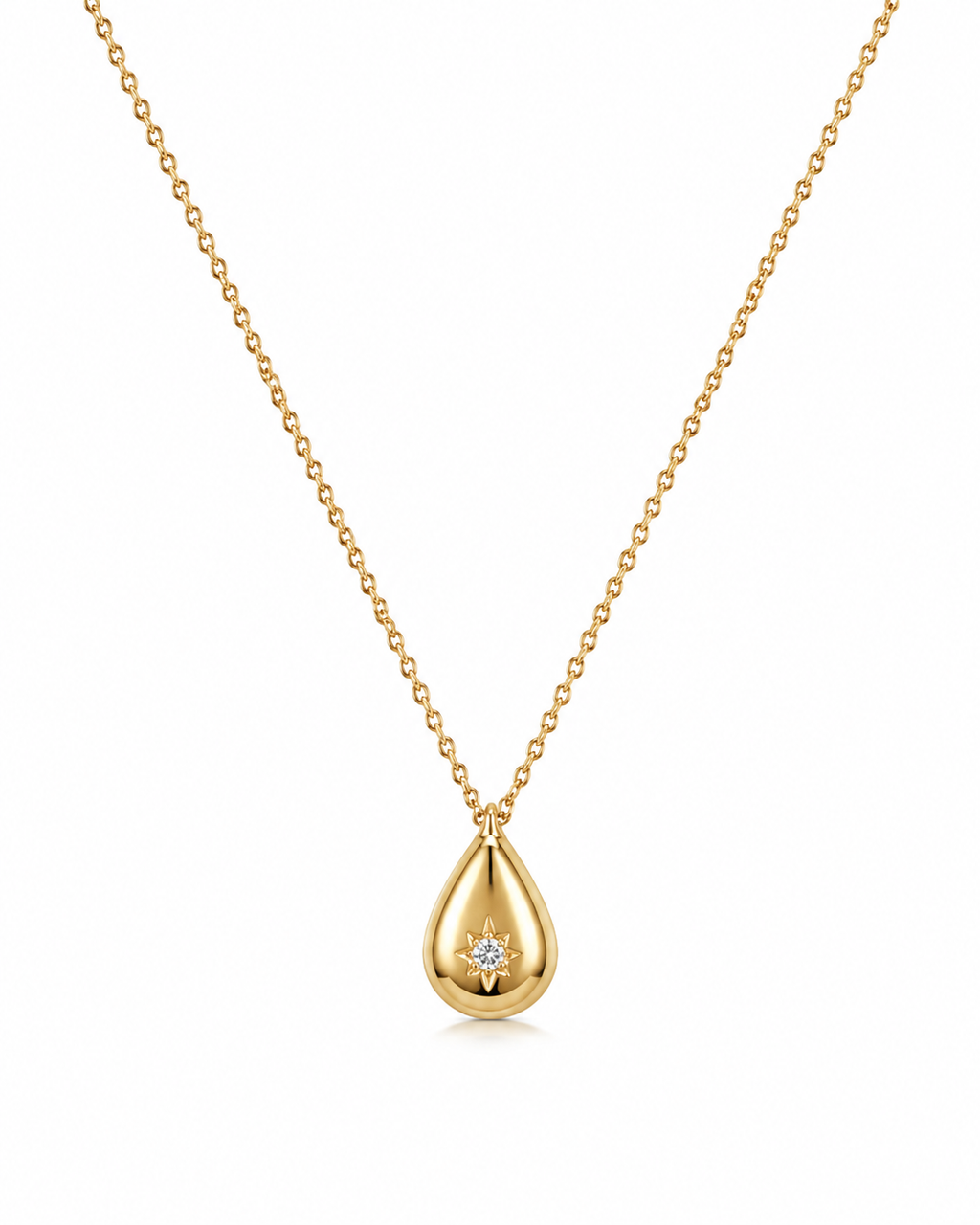 Gold Teardrop Stone Studded Necklace