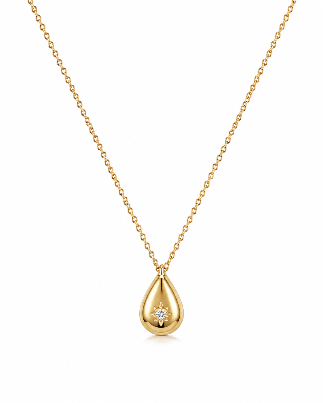 Gold Teardrop Stone Studded Necklace