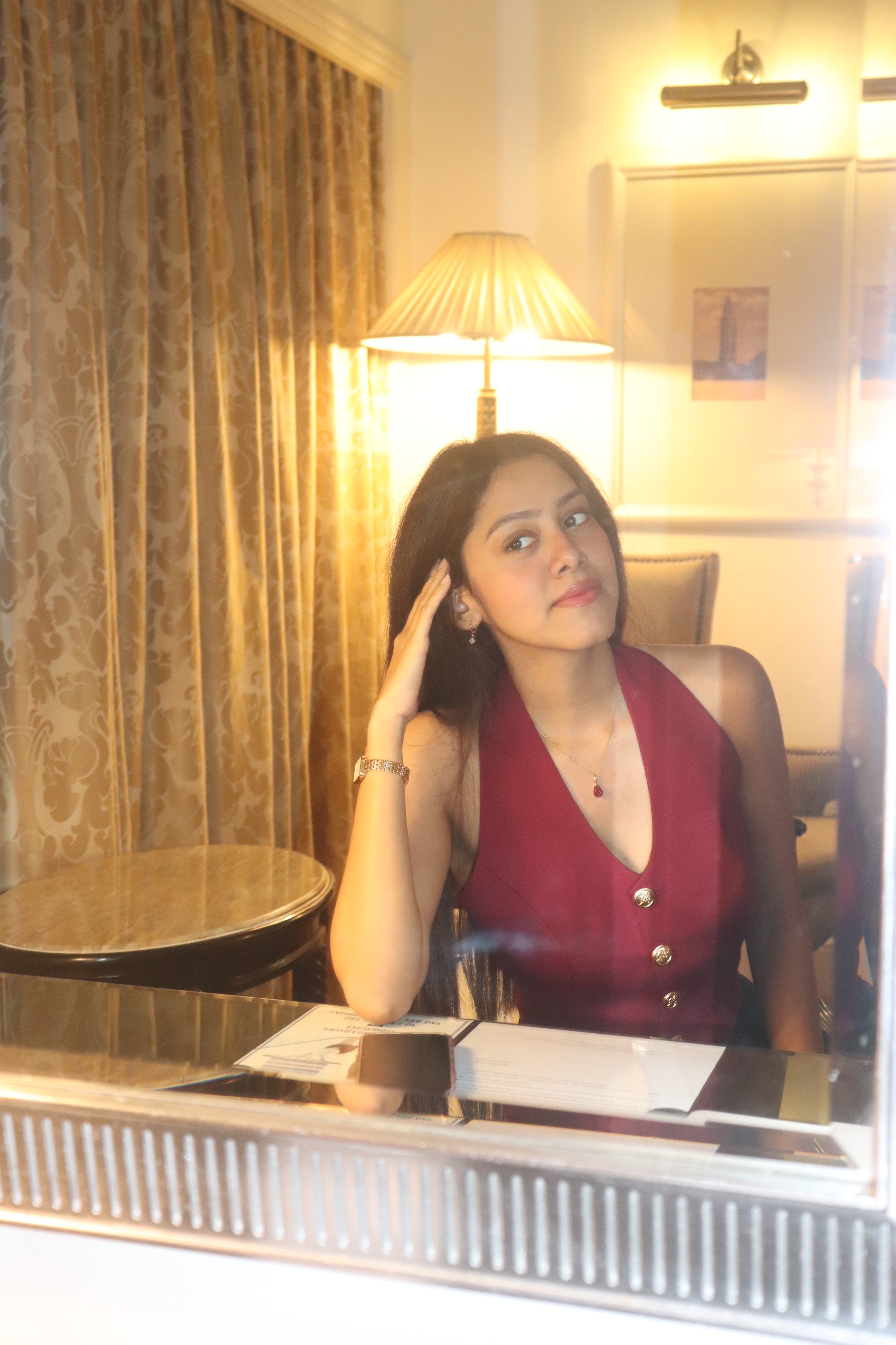 Cherry Red Halter Neck Waistcoat