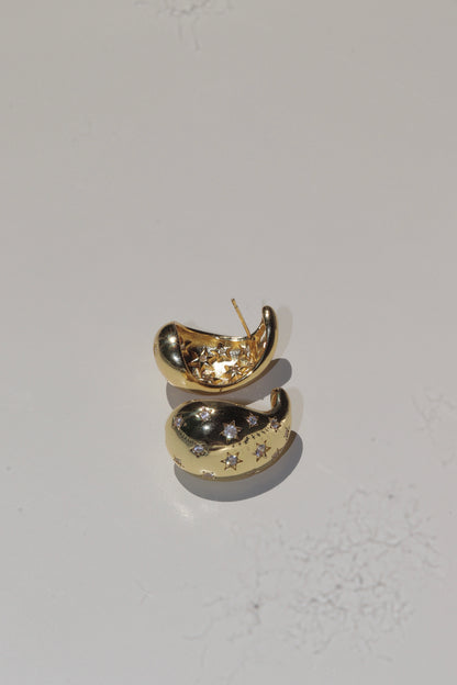 Gold Stone Studded Teardrop Earrings