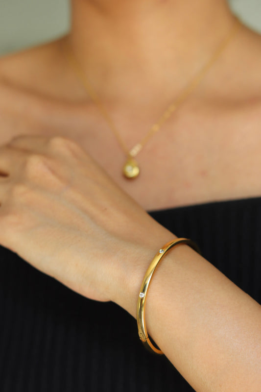 Gold Stone Studded Bangle Bracelet