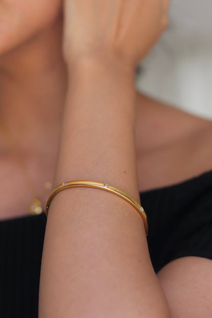 Gold Stone Studded Bangle Bracelet