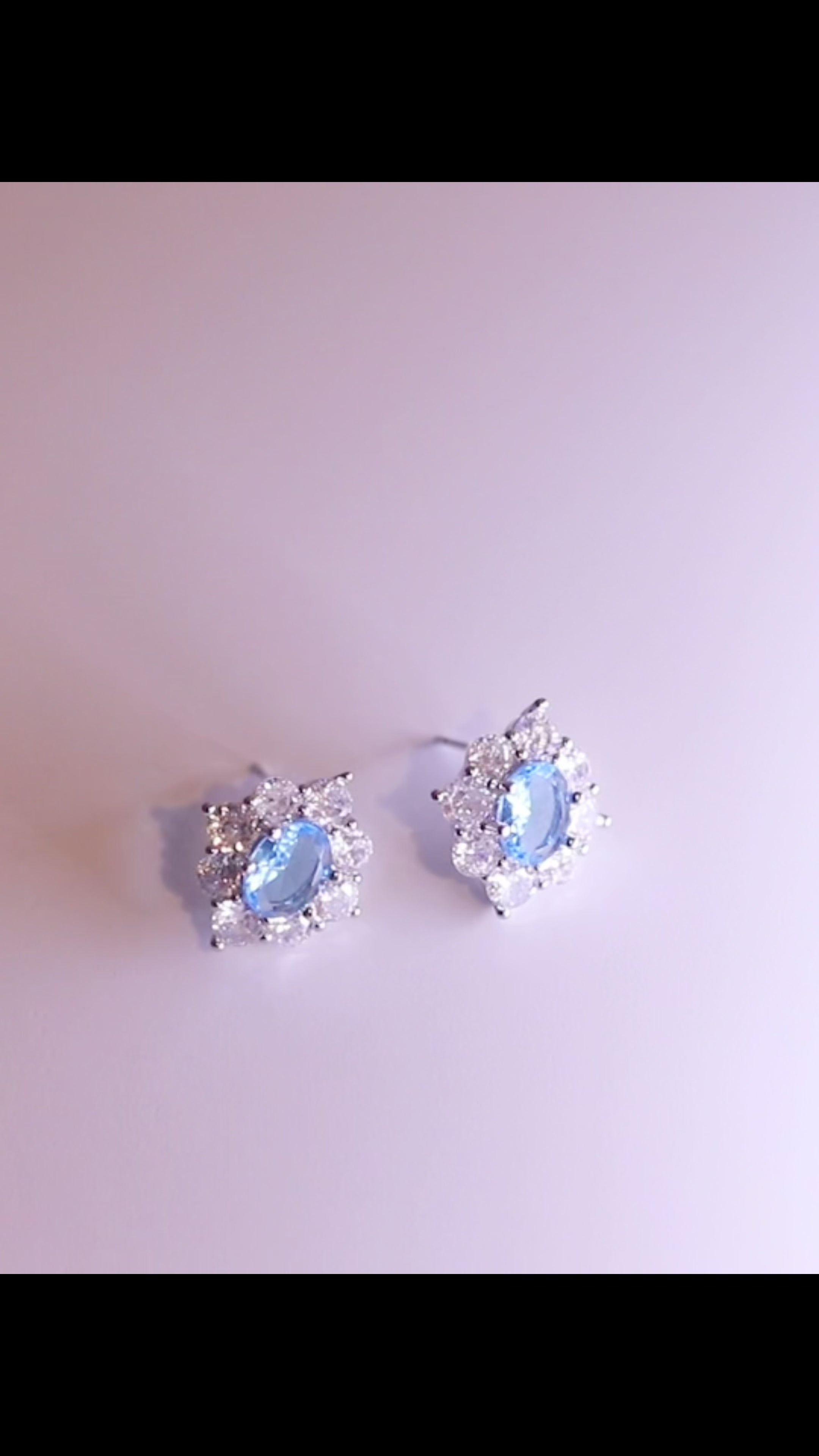 Aqua Blue Oval Stud Earrings