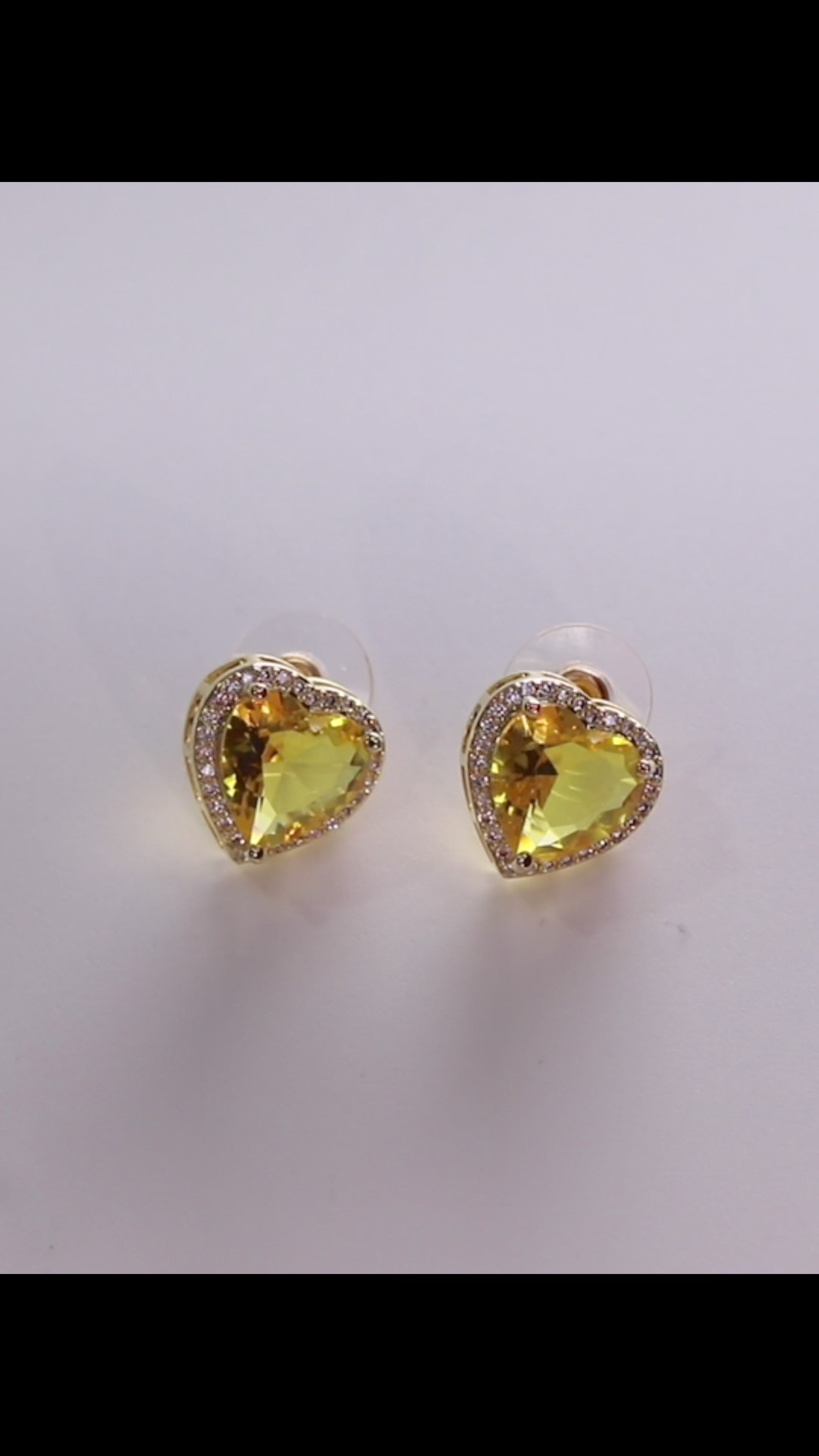 Aura Yellow Heart Stud Earrings