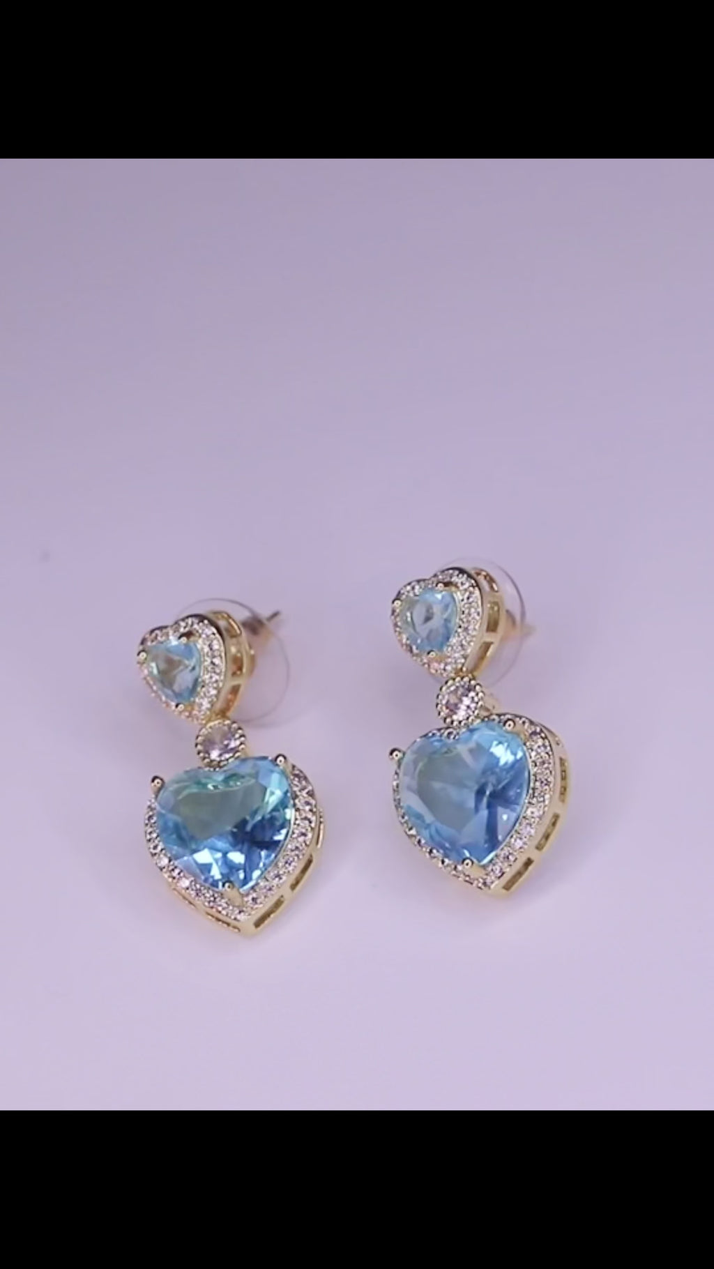 Aqualine Light Blue Heart Drop Earrings