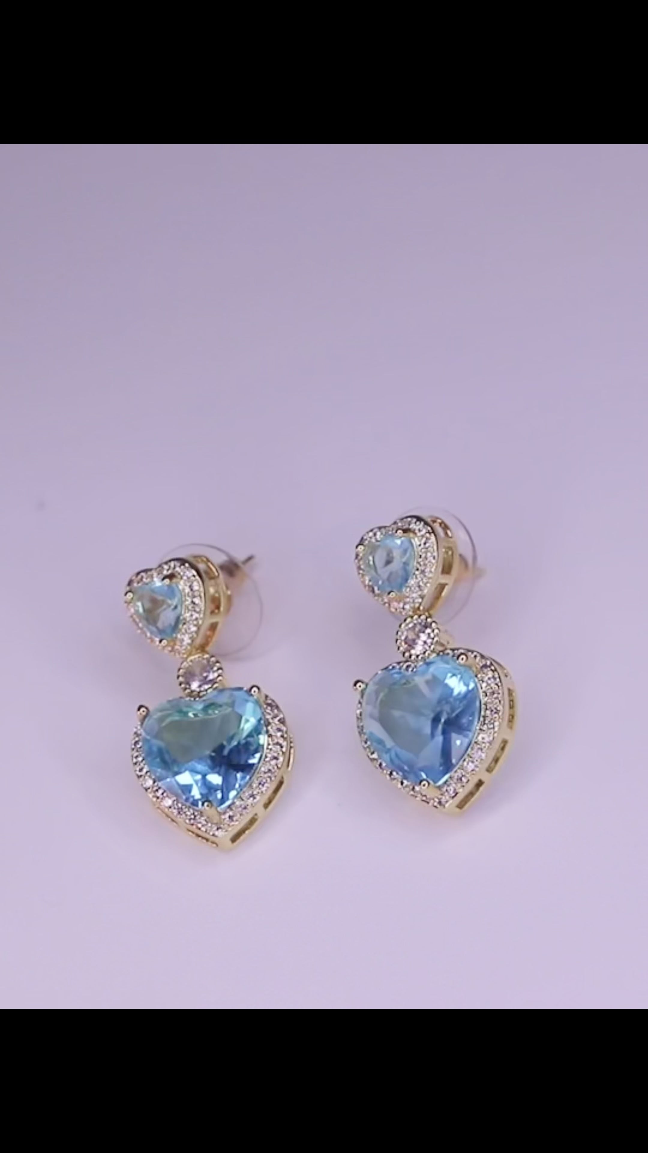 Aqualine Light Blue Heart Drop Earrings