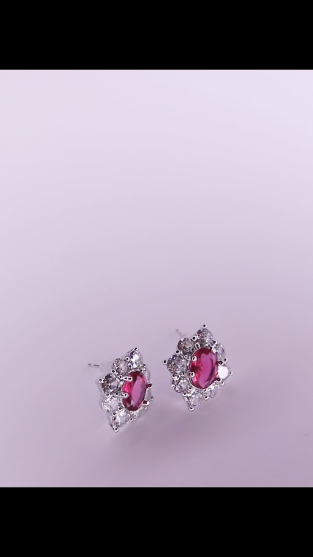 Velvet Ruby Red Oval Stud Earrings